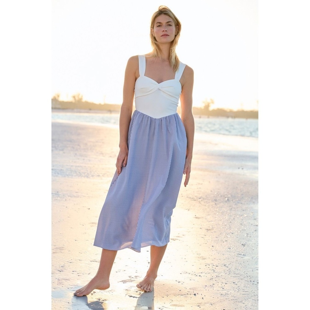 Altar'd State‎ Striped Sweetheart Midi Dress Size Small